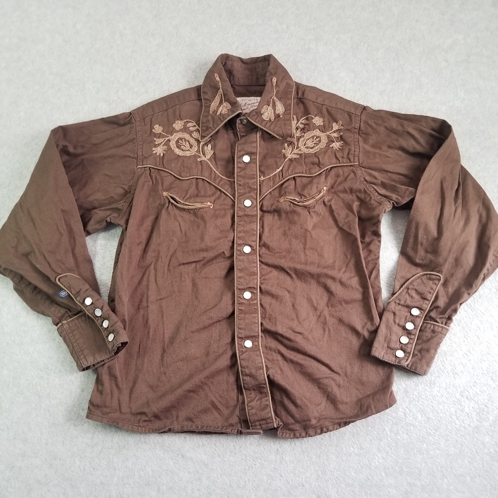 Rockmount Ranch Wear Womens Brown Western Pearl Snap Floral Shirt 8714 L